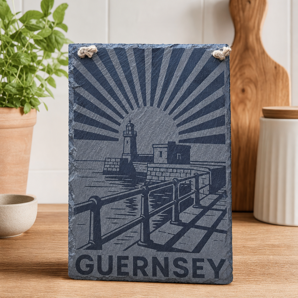 Castle Breakwater Hanging Slate Sign - lifestyle product photo