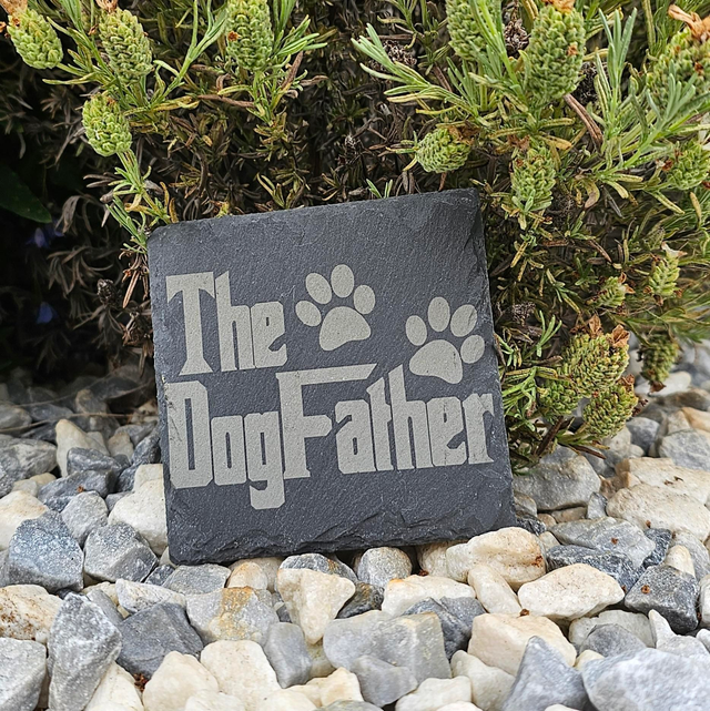 The DogFather engraved slate coaster, gift for dog owners