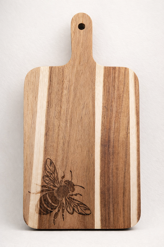 Personalised bee acacia cutting board