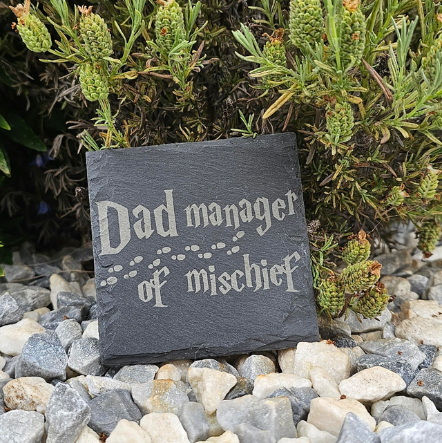 Dad manager of mischief slate coaster