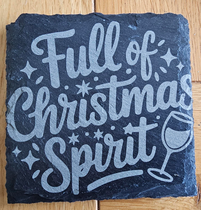 Full of christmas spirit slate coaster