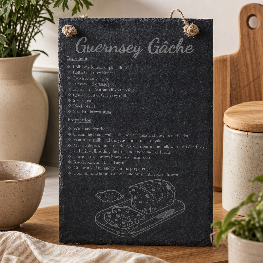 Guernsey Gache Slate Hanging Sign - lifestyle product photo