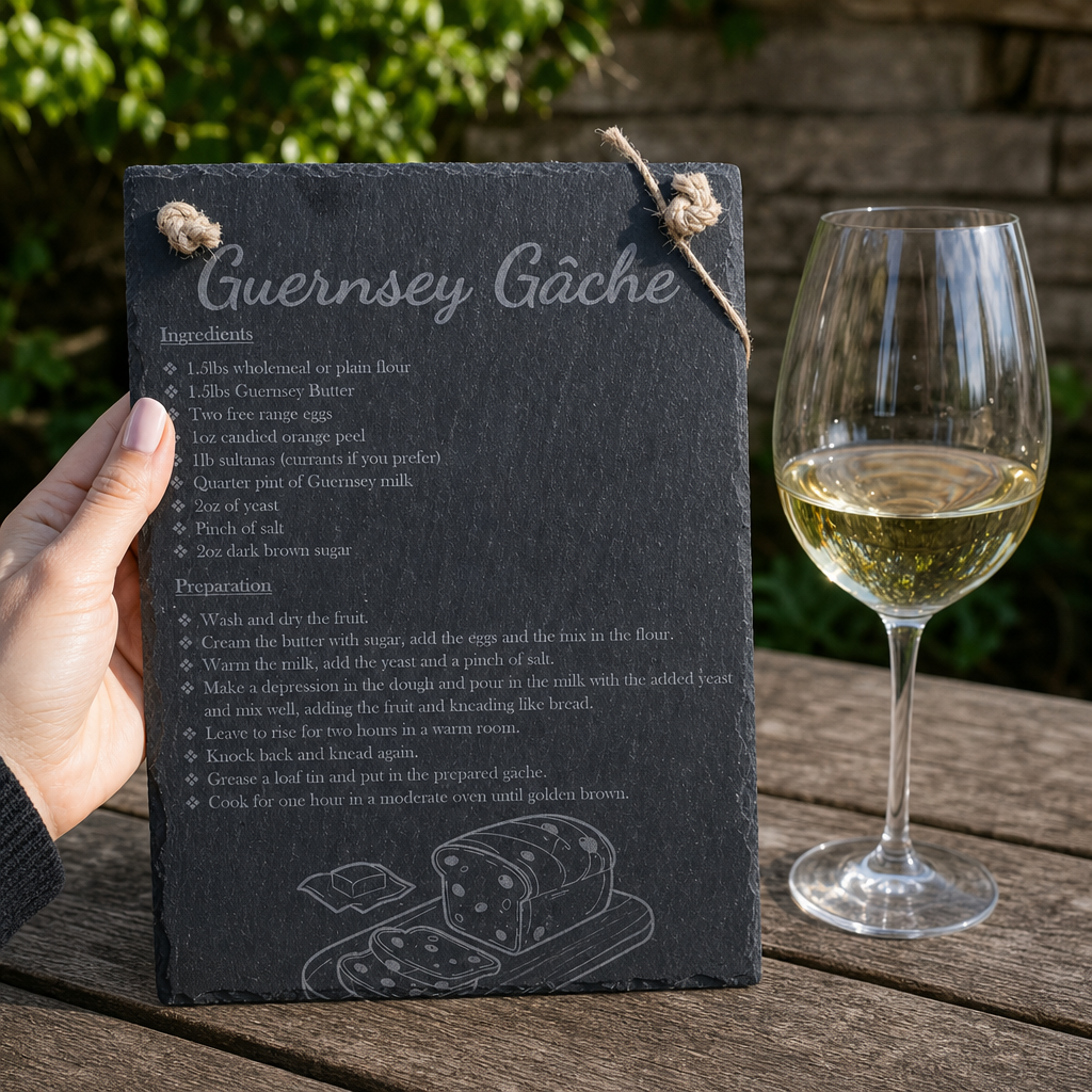 Guernsey Gache Slate Hanging Sign - scale reference product photo