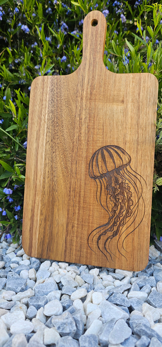 Laser engraved Jellyfish cutting board
