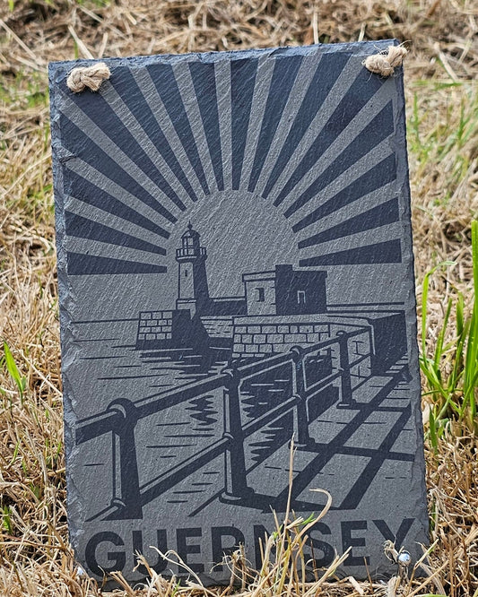 Guernsey Castle Breakwater Hanging Slate Sign