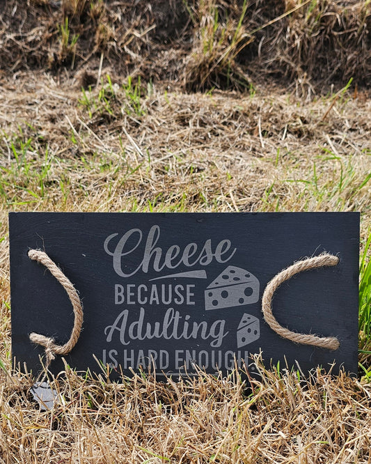 Cheese, because adopting is hard enough slate rope board