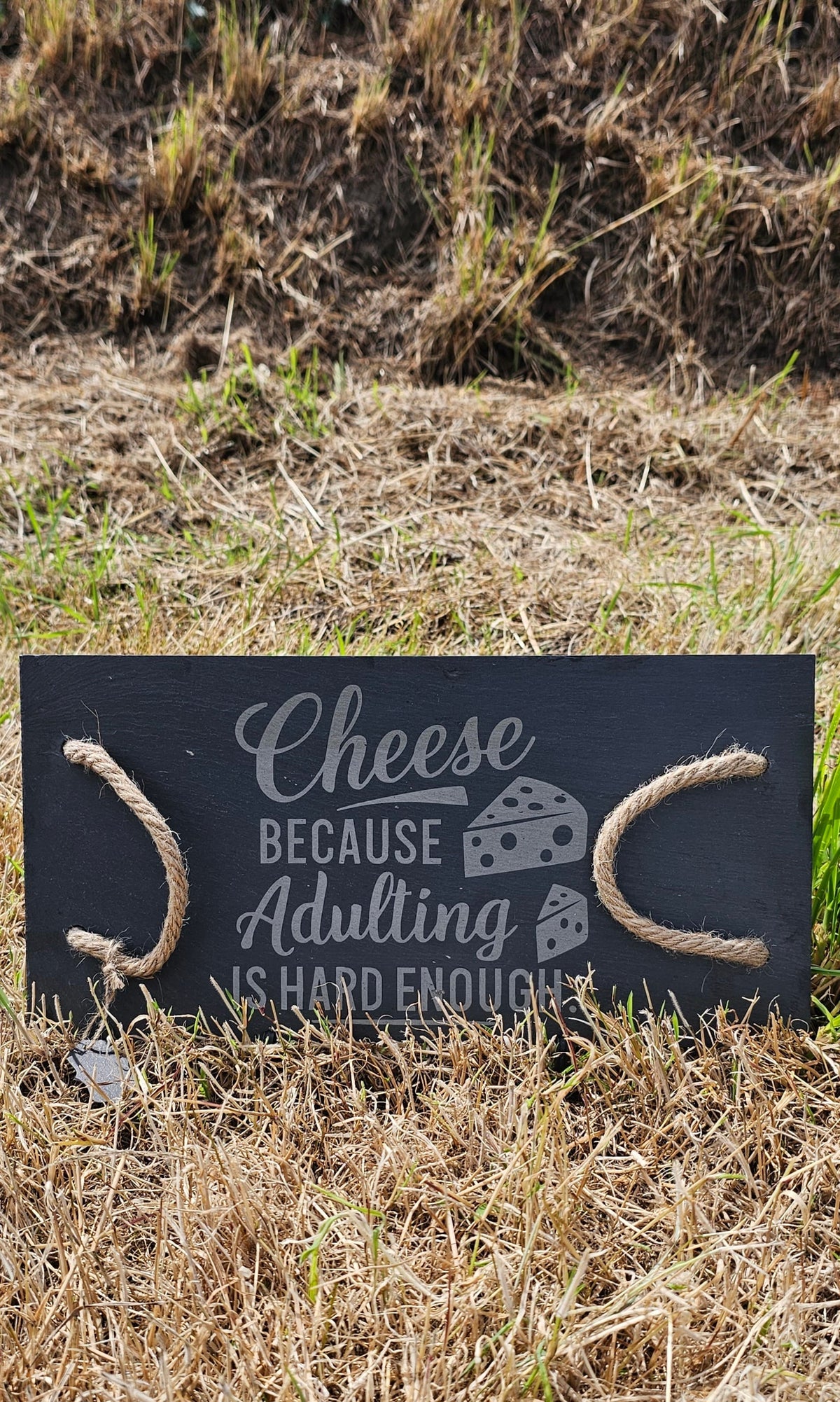 Cheese, because adopting is hard enough slate rope board