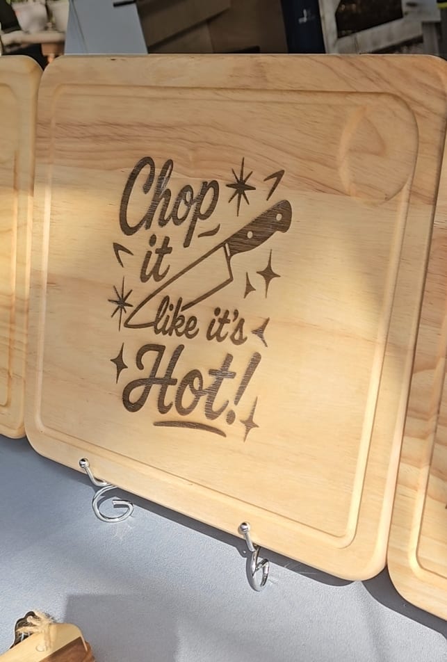 Chop it like it's hot engraved wooden chopping board