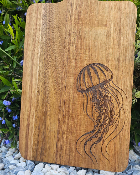 Laser engraved Jellyfish cutting board