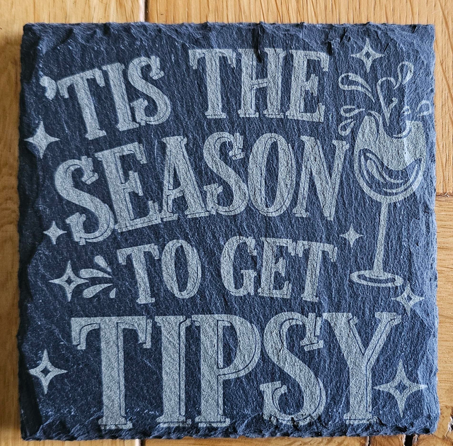 Tis the season to get tipsy engraved slate Christmas coaster